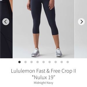 Lululemon Fast and Free Crop Leggings - Navy